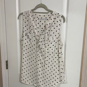 New York & Company White Polka Dot Blouse
